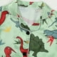 thumbnail image 4 of Odeerbi 1-8 Años Niños Niñas Pijama de Verano de Satén Con Solapa de Muesca Camisas de Manga Corta Pantalones Cortos Conjunto de Dos Piezas Suave Pijama Con Estampado de Dinosaurios, 4 of 9