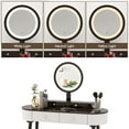 thumbnail image 5 of Kadyn Vanity Table Set, Makeup Dressing Table Modern Vanity Set, Makeup Vanity Table Set with LED Mirror and 3 Spacious Drawers-White-Brown, 5 of 5