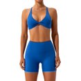 thumbnail image 1 of ABOCIW Conjuntos de entrenamiento para mujer 2 piezas Twist Front Halter sujetadores deportivos cintura alta botín pantalones cortos ejercicio gimnasio yoga traje, 1 of 4