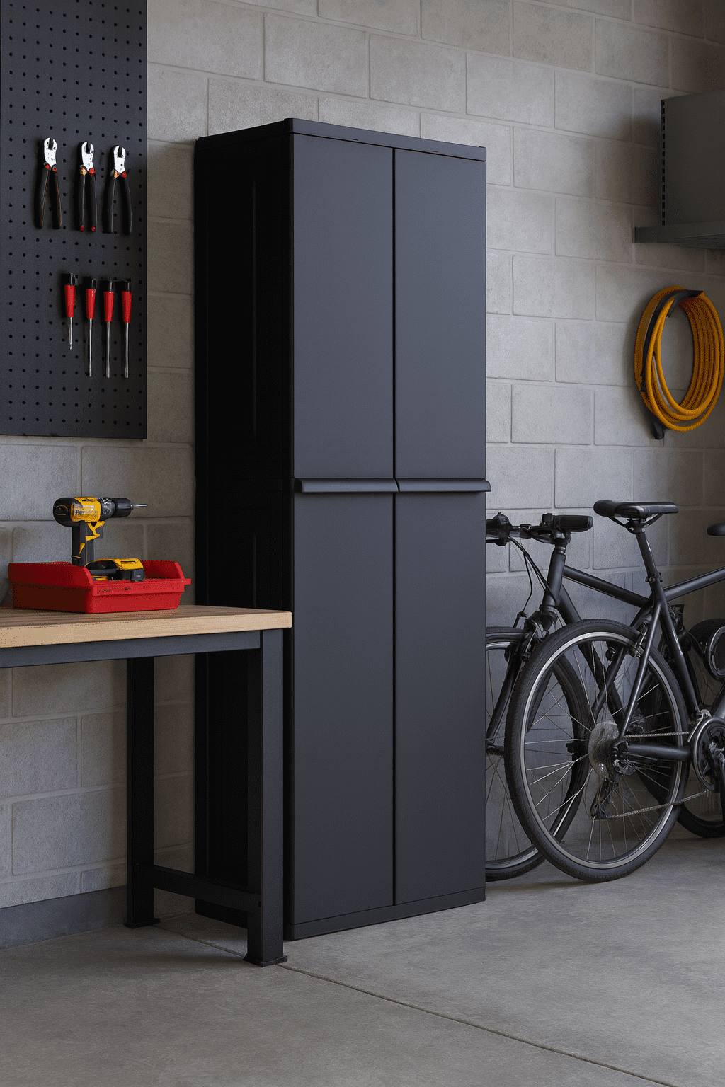 Hyper Tough Plastic 4-Shelf Garage Storage Utility Cabinet, Black Finish