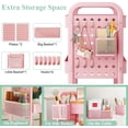 thumbnail image 2 of 3 Tier Rolling Utility Cart - Metal White Cart Organizer with Wheels, Storage Cart with DIY Dual Pegboards, Removable Baskets Hooks, 2 of 17