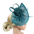 thumbnail image 4 of Femmes Imitation Chanvre Couvre-Chef Fleur Maille Fleur Embellissement Sangle Fixe Robe de Dîner Petit Chapeau Cheveux Accessoires, 4 of 6