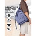thumbnail image 3 of PULLIMORE Unisex Drawstring Backpack String Bag Sack Water Resistant Nylon for Gym Shopping Sport Yoga (Black), 3 of 8