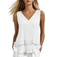 thumbnail image 5 of GUACER Tank Tops for Women Ruffle Hem V-Neck Sleeveless Linen-Blend Blouse with Tiered Frill Casual Flowy Summer Cami, 5 of 8