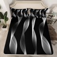 thumbnail image 2 of jejeloiu Abstract Geometric Line Full Size Sheets,Gray Stripes Bed Sheets For Men Women 4-Piece, 2 of 7