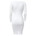 thumbnail image 5 of LLYwey s Dresses for Plus Size Women Fashion V-Neck Color Long Sleeve Hip High Waist Sexss Dress New Fall Dresses White L, 5 of 6