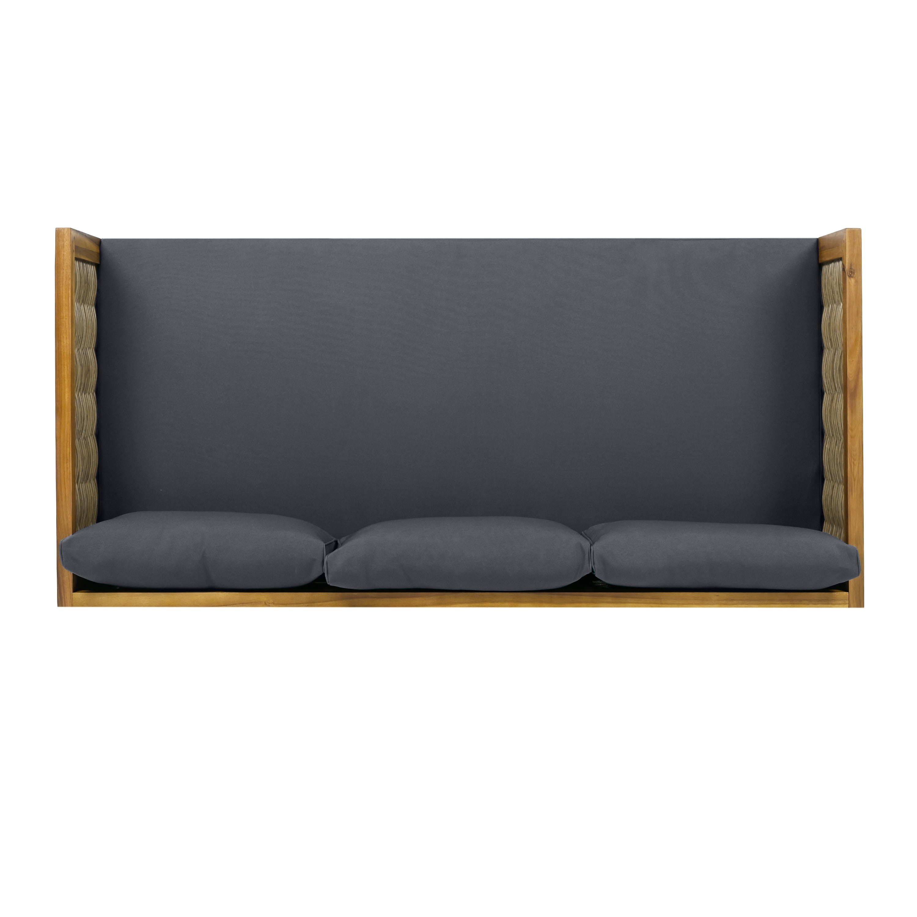 Euroco CLAREMONT 3 SEATER DAYBED WITH RATTAN ARMS (DARK GREY CUSHION)