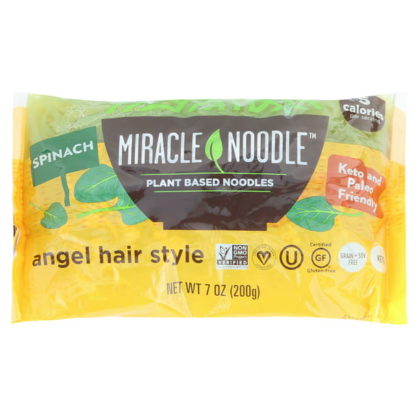 Miracle Noodle Shirataki Pasta, Spinach Angel Hair, 7 Oz, Pack of 6 -  