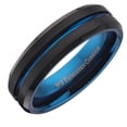 thumbnail image 2 of Metals Jewelry Men's / Women's Black Edges with Center and Interior Plated in Blue Comfort Fit Wedding Band 6mm or 8mm Tungsten Carbide Ring Size 10.5, 2 of 6