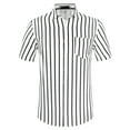 thumbnail image 5 of MODA NOVA Big & Tall Men's Summer Striped Shirts Short Sleeves Button Down Beach Shirt, 5 of 6