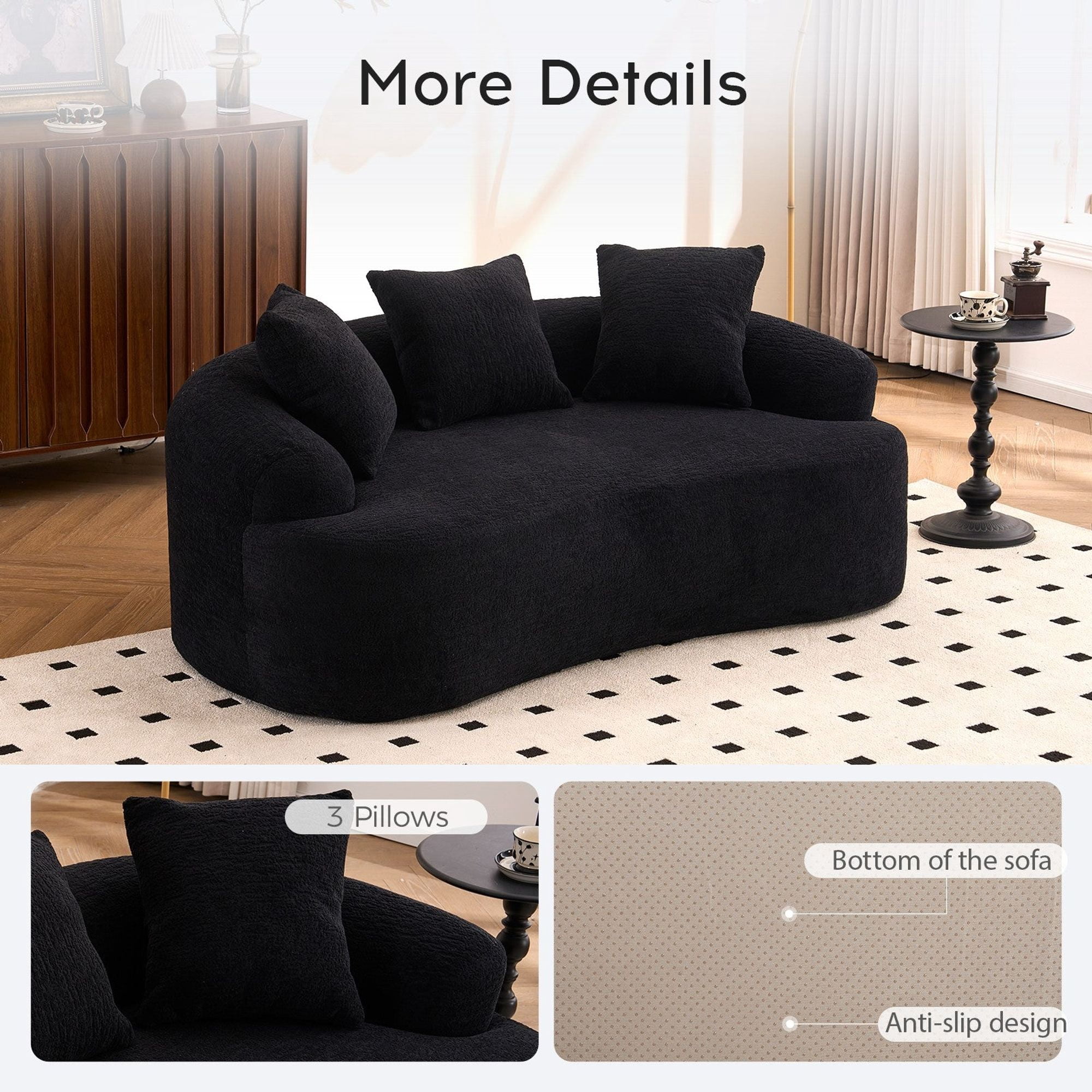 Sailvan Curved Loveseat No-Assembly Chenille Sofa for Small Spaces