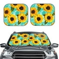 thumbnail image 2 of Balery 2 Piece Yellow Sunflowers With Green Leaves Car Windshield Sun Shade|Foldable Front Windshield Shade for Car Front Window for Most Sedans SUV Truck-Large, 2 of 7