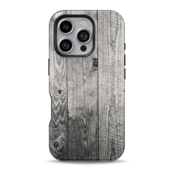 DesignSkinz Scratch-Resistant Hard Slim Case Compatible with iPhone 16 (Compatible with MagSafe) - Dark Washed Wood Planks