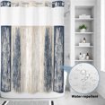 thumbnail image 3 of No Hook Shower Curtain, Navy Blue Wooden Shower Curtains for Bathroom with See Through Top Window, Farmhouse Brown Vintage Distressed Waterproof & Washable Bath Curtain Stall 48"x72", 3 of 9