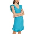 thumbnail image 4 of INSPIRE CHIC Women's Casual Round Neck Midi Ruffled Knit Dresses S Blue, 4 of 6