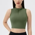 thumbnail image 2 of JGGSPWM Half Zipper Workout Tank Tops for Women with Built in Bra, Racerback Workout Tops Sleeveless Crop Tops Gym Yoga Tops Green M, 2 of 3