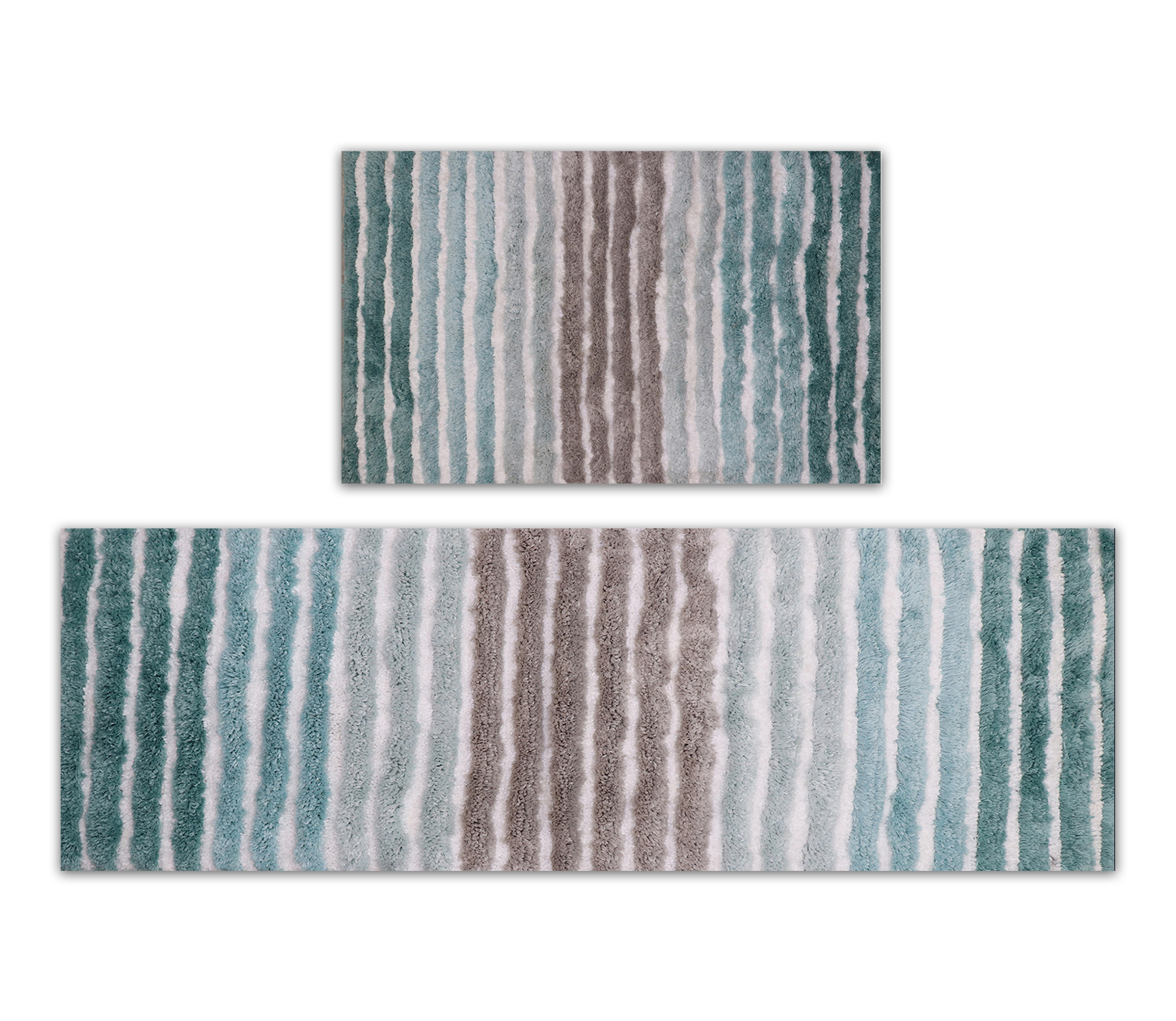 Bathroom Rugs Set of 2, Soft Microfiber Bath Mats, Absorbent & Quick Drying, Non-Slip Rubber Backing, Machine Washable Bathroom Floor Mats for Tub, Shower – 21x54, 24x40 Turquoise