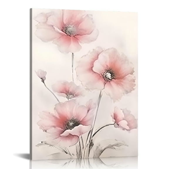 Pratyus Fall Decor Pink Flowers Canvas Wall Art for Home Decoration | Bathroom Living Room Office Prints 12x16in