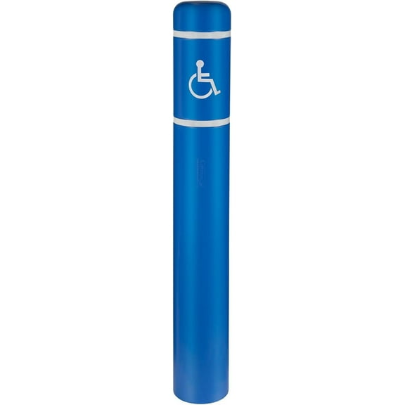 BollardGard 7" x 52" Handicap Bollard Cover Blue with White Tape - Innoplast