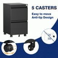 thumbnail image 4 of AUHUP 2 Drawer Mobile File Cabinet with Lock, Metal Filing Cabinet with Wheels for Legal/Letter/A4 File, Under Desk File Cabinets for Home Office, Black,Fully Assembled, 4 of 10