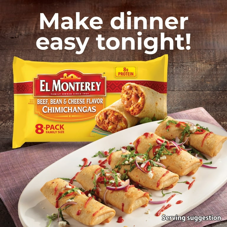 El Monterey® Beef Bean and Cheese Flavor Chimichangas, 8 ct / 30.4 oz -  Food 4 Less