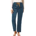 thumbnail image 1 of Pantalones de Yoga Cómodos Allegra K Pierna Ancha Pijama Salón Cordón Decoración Azul M, 1 of 6