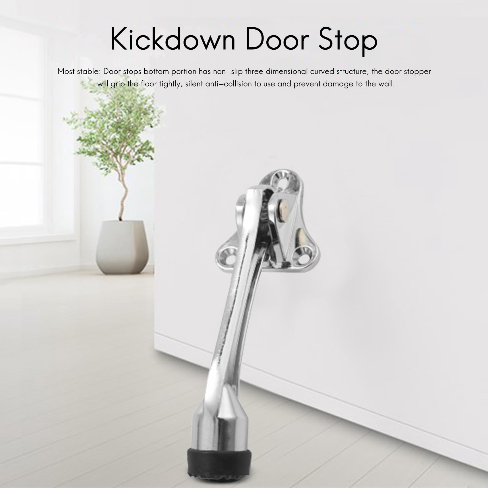 , 1 Pack Kickdown Door Stop, Door Holder Open with Spring Lever Rubber Tip 4 Inch, Door Stops