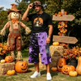 thumbnail image 2 of JoveMarine Men's Bermuda Cargo Shorts Halloween - Loose Work Shorts with Print & Pockets, Knee-Length Casual for Summer Fun,Khaki L, 2 of 6