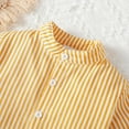thumbnail image 5 of KIMI BEAR Infant Boys Outfits 18 Months Infant Boy Spring Summer Outfits 24 Months Infant Boy Striped Prints Stand Collar Short Sleeve Shirt + WalkShorts 2PCS Set Yellow, 5 of 9