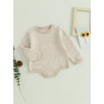 thumbnail image 3 of Bagilaanoe Newborn Baby Girl Boy Rompers Sweater Solid Long Sleeve Knit Bodysuits 3M 6M 9M 12M 24M Warm One Piece Short Jumpsuit, 3 of 8