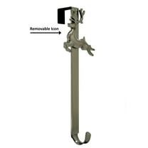 Haute Decor Adaptâ„¢Adjustable Length Wreath Hanger Hook with Removable Icon (Antique Brass - Reindeer)