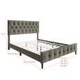 thumbnail image 5 of Home Design Socorro Twin Tufted Upholstered Platform Bed with Button-Tufted Headboard and Slat Support, Light Gray, Easy Assembly, 5 of 5