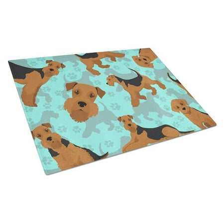 

Carolines Treasures MLM1042LCB 15 x 12 in. Blue Airedale Terrier Glass Cutting Board - Large