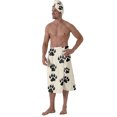 thumbnail image 7 of Colevkie Men's Quick Drying Bath Skirt & Shower Towel Set Soft and Absorbent Beach Towel Shower Skirt Bath Wrap Set for Spa Sauna Home 2 Pcs Printed Puppy Footprints Pattern, 7 of 7