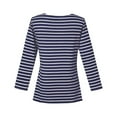 thumbnail image 5 of Blouses for Women Dressy Casual Striped Color Block Long Sleeved Crewneck Pullover Tunics Stretch Comfy Classic Fit Tee Blouses, 5 of 5