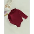 thumbnail image 3 of Bagilaanoe Newborn Baby Girl Boy Turtleneck Rompers Long Sleeve Bodysuits 6M 12M 18M 24M Infant Casual One Piece Short Jumpsuit, 3 of 8
