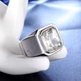 thumbnail image 2 of Men's Stainless Steel Gold/Silver/Black Plated Ring with Square Gemstone Multicolor Stone, 2 of 11