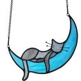 thumbnail image 3 of Acylic Cat on Moon Gifts,Sleeping Cat Gifts for Cat Lovers,Handcrafted Grey Cat Suncatchers for Window Hangings, 3 of 5