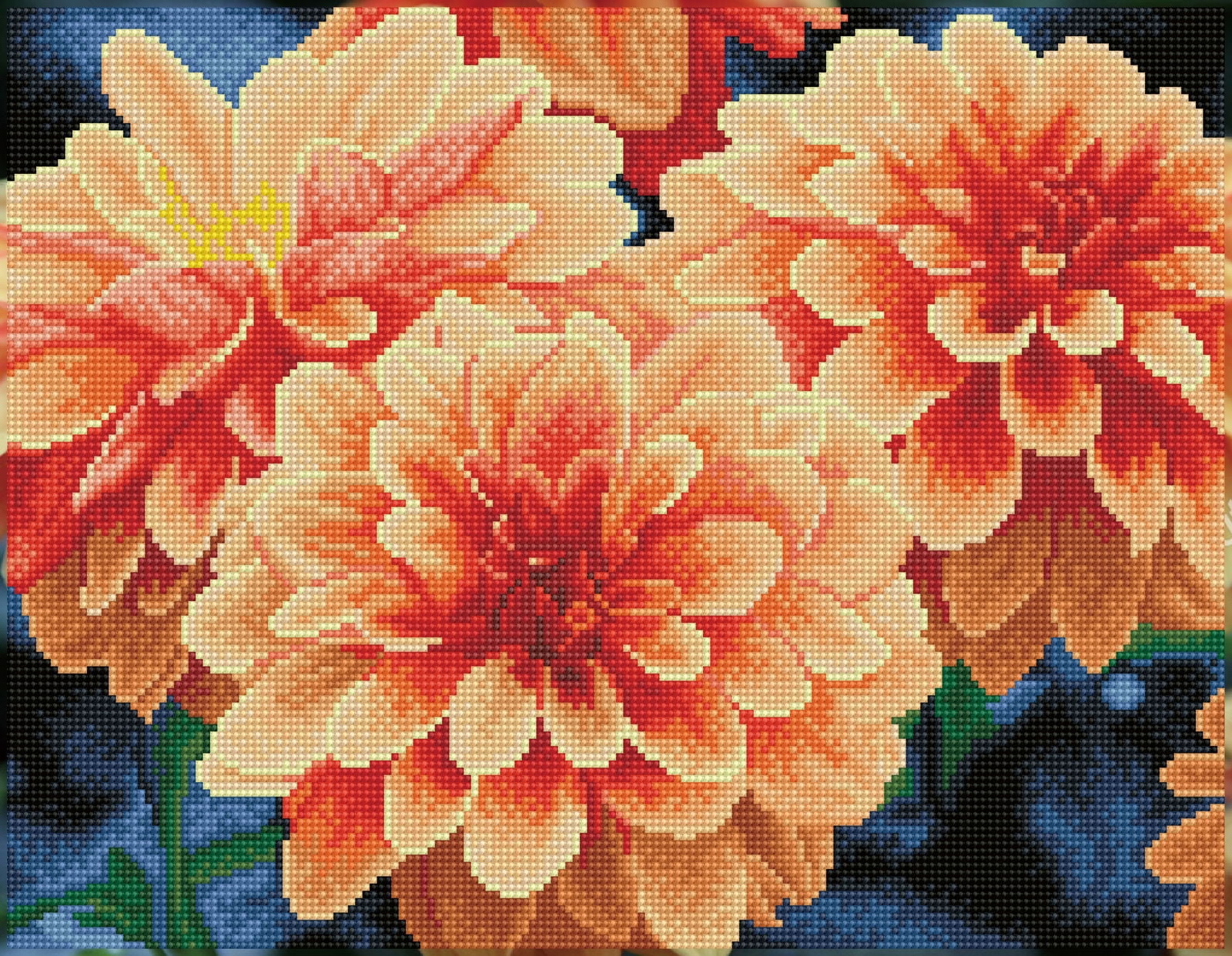 Diamond Dotz Peach Dahlias - Pre-Framed Kit Flower Diamond Painting Kits for Adults - Diamond Art Kits a Relaxing Creative Craft Kit with Dotz Gems 13.7"x17.7"