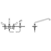 Delta 27C1244-S8 Commercial Ceramic Disc Deckmount Kitchen Faucet with Side Spray, Tubular Swing Spout, and Vandal Resistant Blade Handles, Chrome