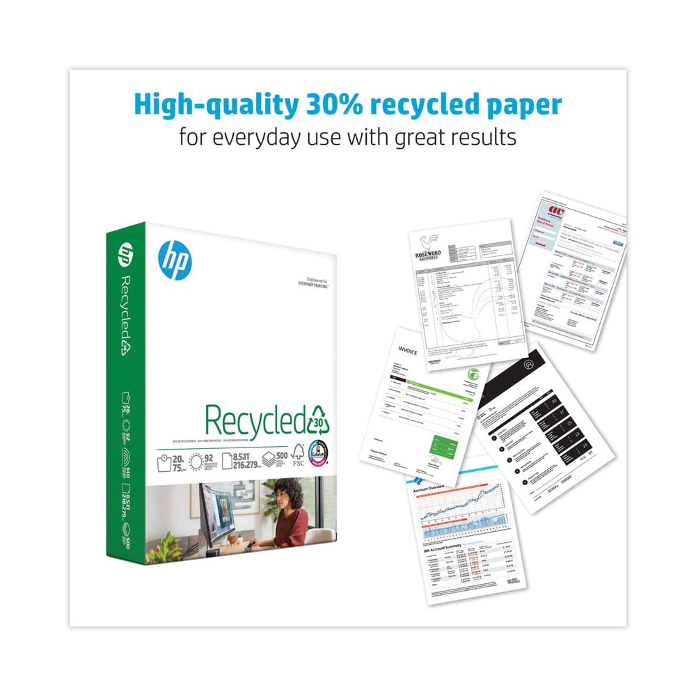 Recycled30 8.5 in. x 11 in. 20 lb. Bond Weight Paper - White (10/Carton)