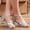 Silver, variant on Women's Sparkly Sequins Ballroom Heels, Adjustable Ankle Strap Dance Shoes, Comfortable Low Heel Sandals for Social Dancing, Parties Blue 38