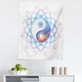 thumbnail image 1 of Ethnic Tapestry, Yin Yang Mandala Hippie Design with Floral Swirl Frame Image, Fabric Wall Hanging Decor for Bedroom Living Room Dorm, 5 Sizes, Purple and Pale Blue, by Ambesonne, 1 of 1