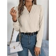 thumbnail image 4 of Blusa Plisada de Larga con Cuello en V para Mujer, Ideal para Oficina Albaricoque L, 4 of 8