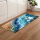 thumbnail image 1 of Alfombra de cocina rústica con diseño de estrellas de mar y conchas marinas, antideslizante, lavable, con tablones de madera turquesa, ideal para el suelo, alfombra de cocina tropical playera,, 1 of 5