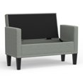 thumbnail image 4 of 42" Upholstered Storage Bench with Track Arms, Wood Legs, and Nailhead Trim in Stone (Light Gray), 4 of 6