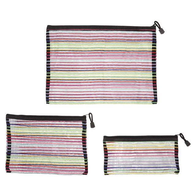 MasteelfCA 3 Pcs Poches de Fichiers Colorées Sacs de Rangement en Filet de Nylon avec Fermeture Éclair pour Documents