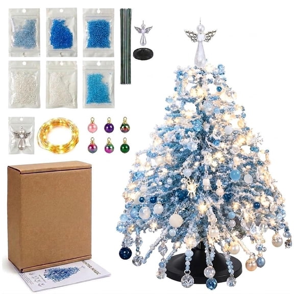 DIY Beaded Christmas Tree Making Kit, 3D Crystal Bead Tabletop Tree Craft Set, Holiday Tabletop Decor, Handmade Ornament Kit for Winter Home Decoration & Gift