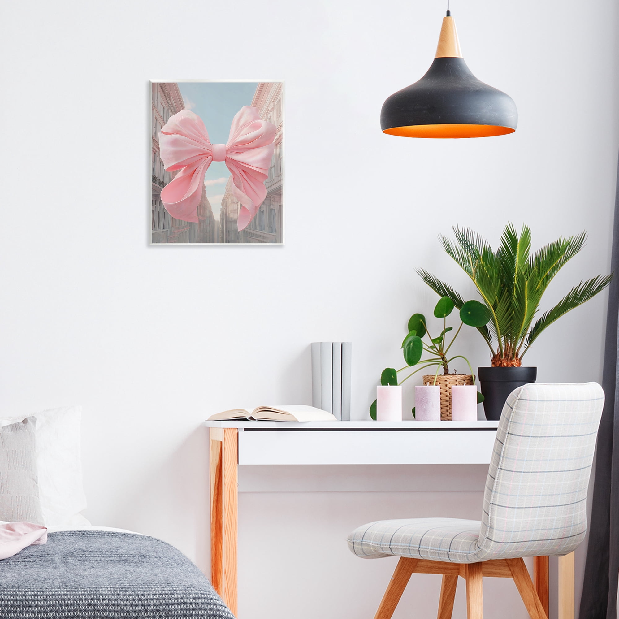 Stupell Industries Pink Bow over City Street Wall Plaque Art, design by The Prints Vibe