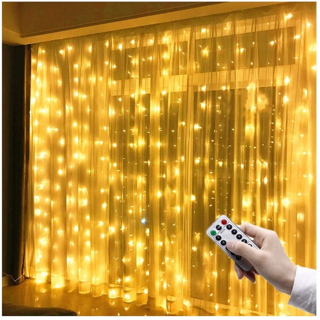 Cortina de luz LED de 3m x 3m, 300 LED, USB, resistente al agua, 8 modos, luz blanca cálida oso de fresa Electrónica